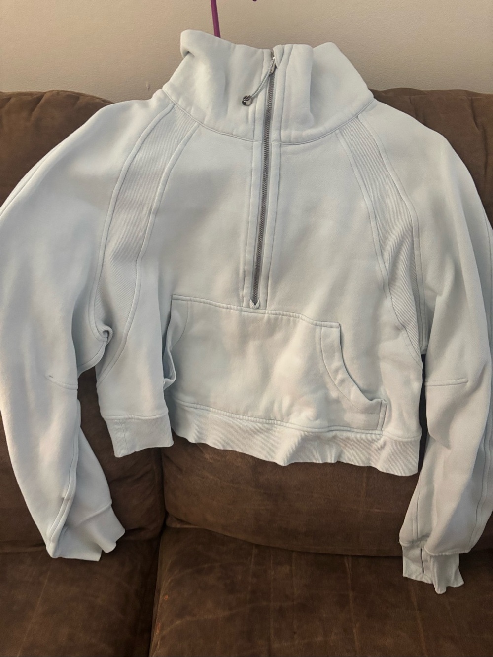 lululemon athletica Pale Blue Cropped Half-Zip Pullover